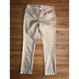 Jennifer Lopez Metallic Gold Glitter Reflective Straight-Leg Pants Size 8
